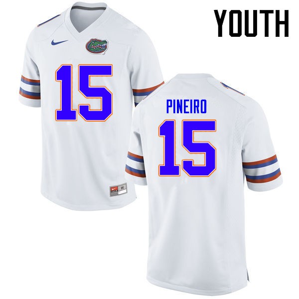 Florida Gators Youth #15 Eddy Pineiro College Football Jersey White